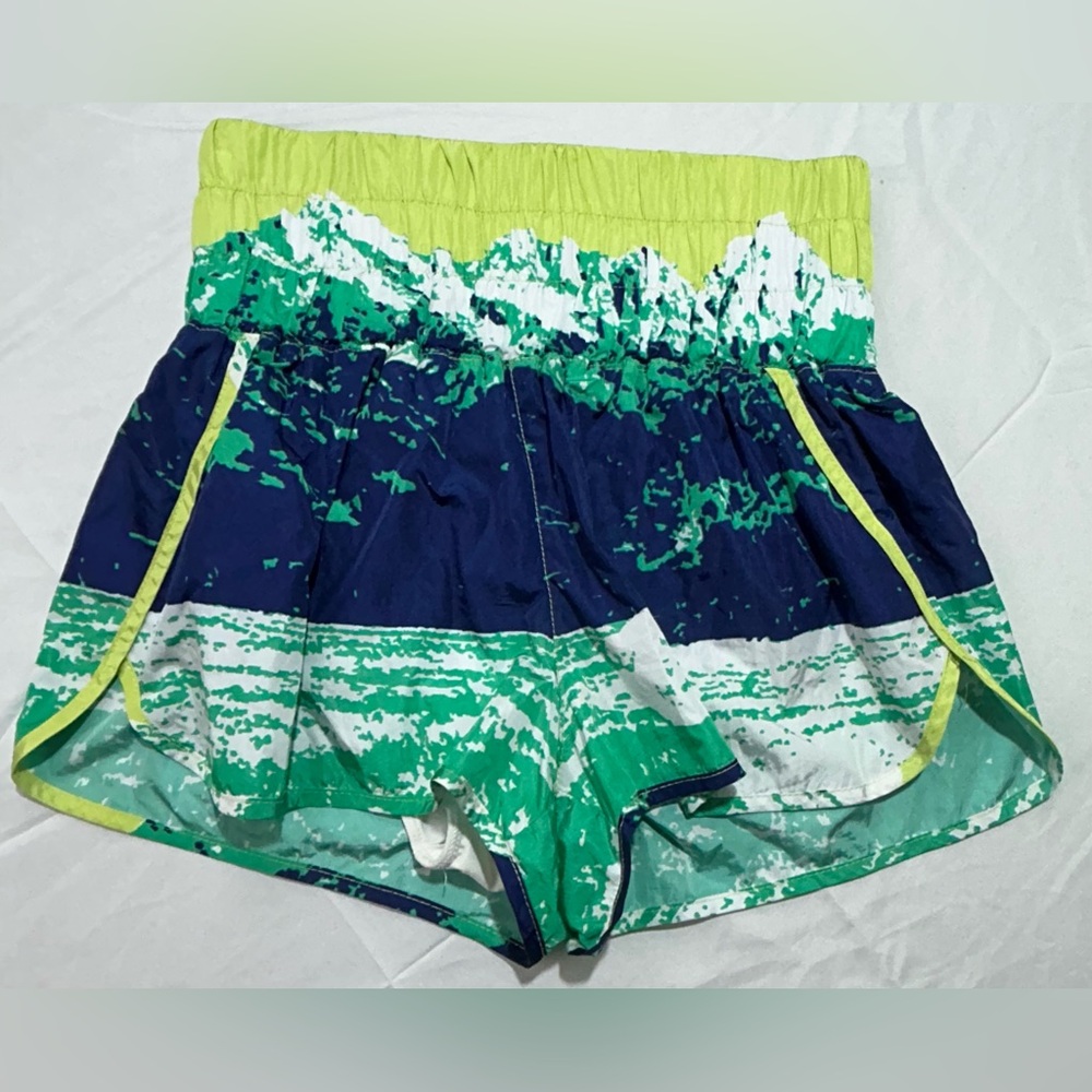 Free People FP Movement The Way Home High Rise Shorts Size Medium Blue Green